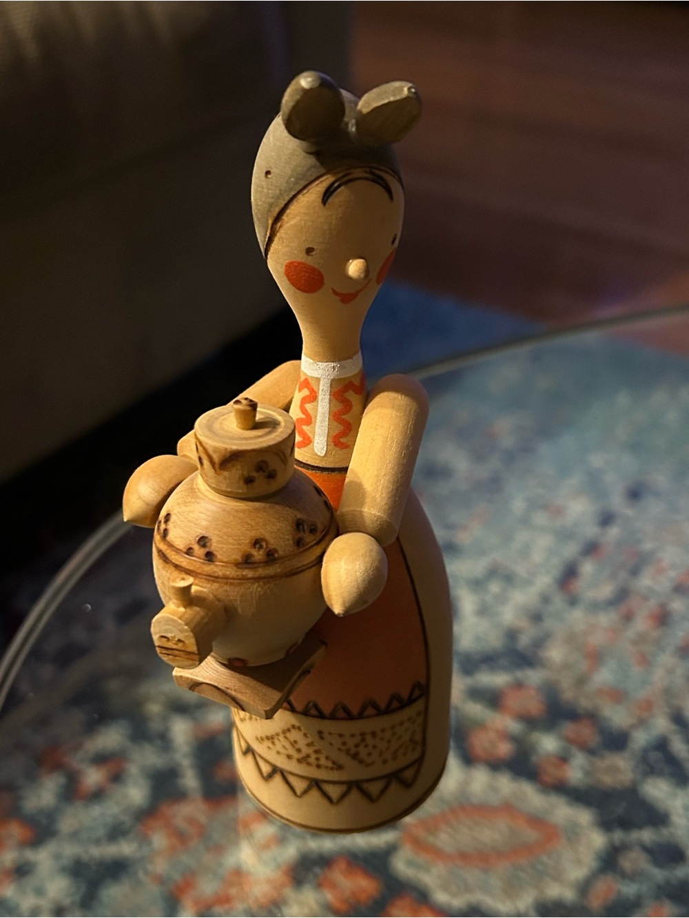 Handcrafted 1970s Russian  Wooden Figurine